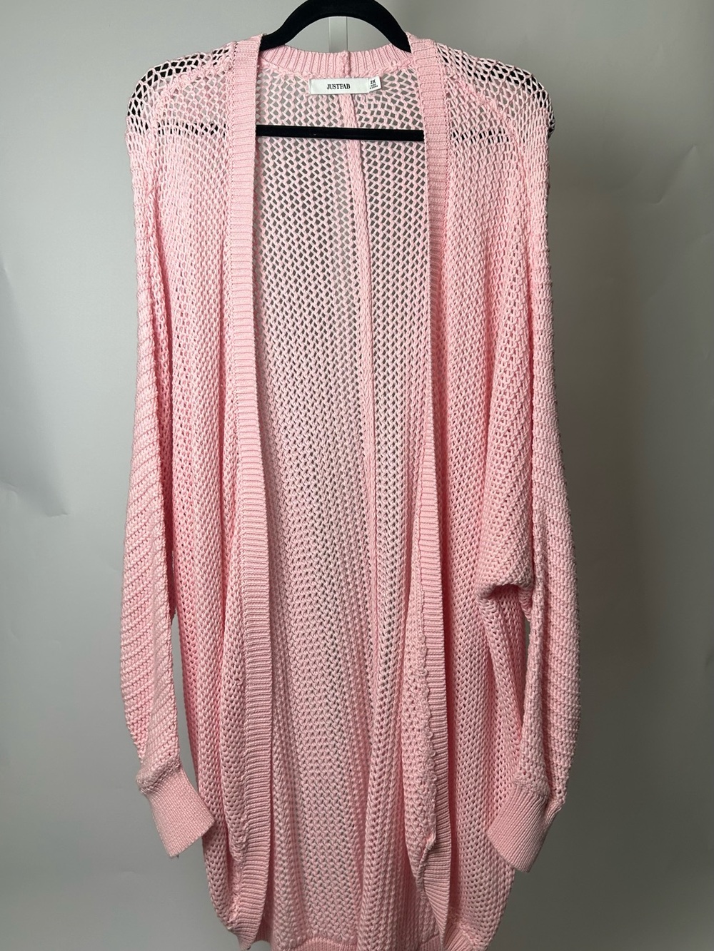 JustFab Light Pink Open Knit Cardigan